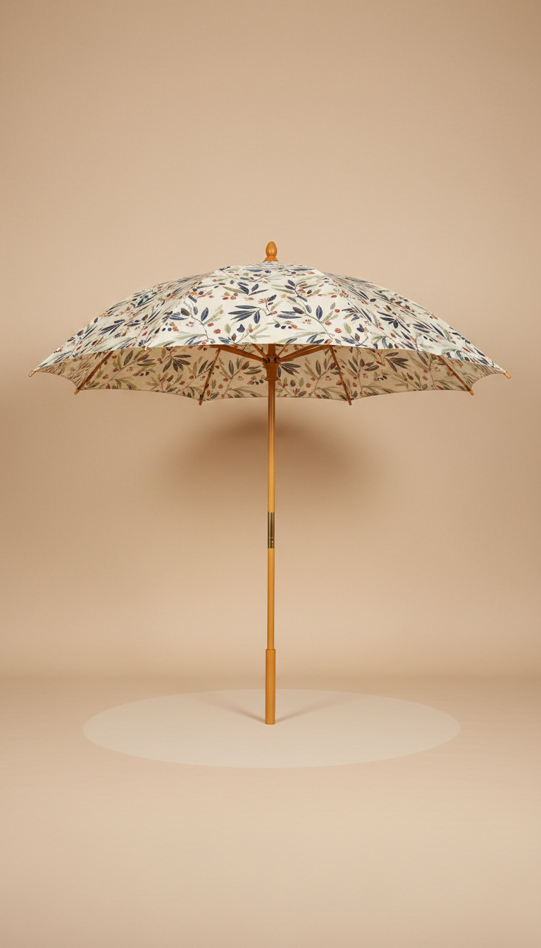 Olive Leaf Hardwood Frame Umbrella